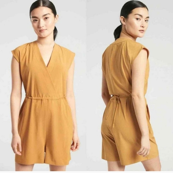 ATHLETA Marlow Romper In Tuscan Gold. Size Large. NWT - Picture 1 of 11